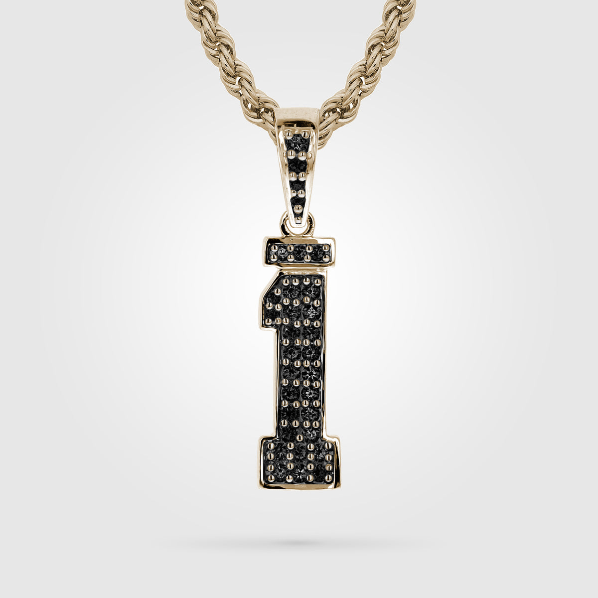 Black Diamond Jersey Number Necklace & Pendant | Gold Custom Diamond Studded Number Necklace