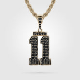 Black Diamond Jersey Number Necklace | Gold Double Digit Diamond Studded Jersey Number Necklace