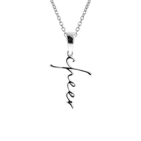 Gold Mini Cheer Cross Script Necklace