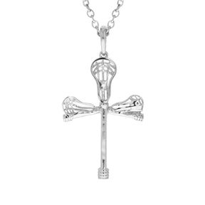 Cross Check Lacrosse Necklace | Sterling Silver