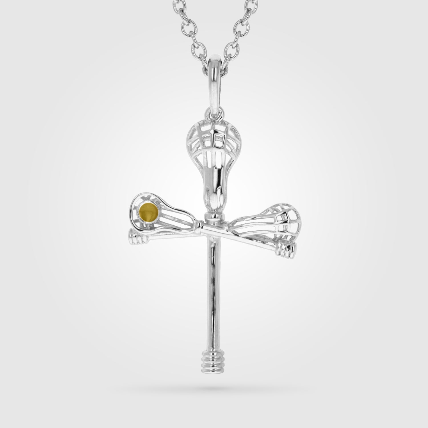 Gold Mini Cross Check Lacrosse Pendant
