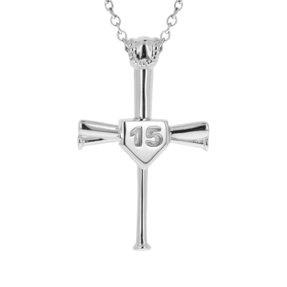 2.0 Baseball Bat Cross Necklace | Baseball Bat Cross Pendant | Sterling Silver