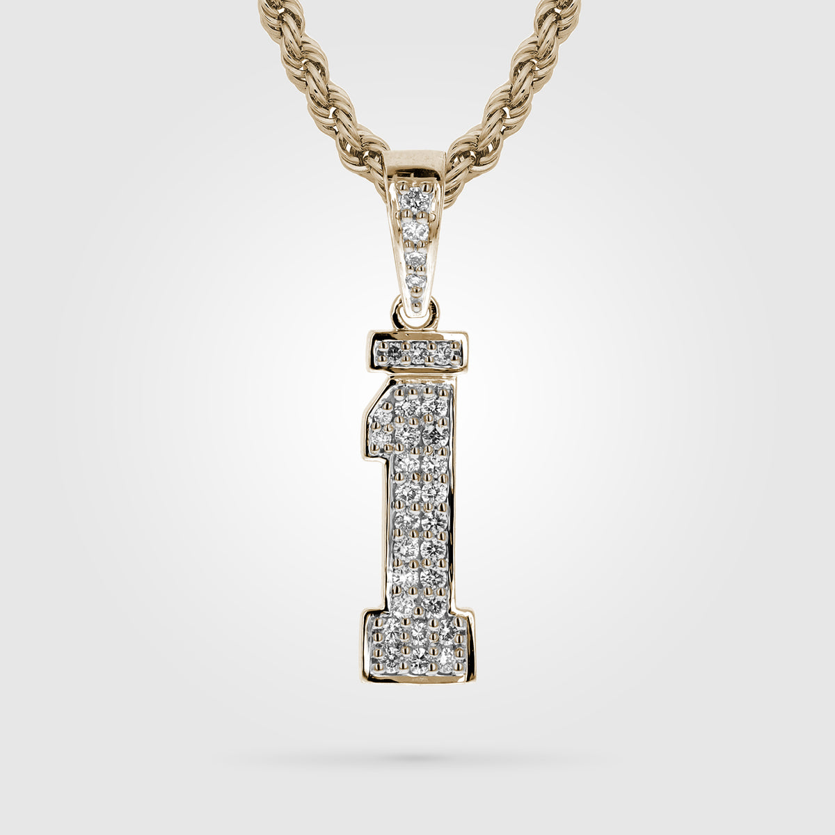 Gold Diamond Studded Single Digit Jersey Number Necklace