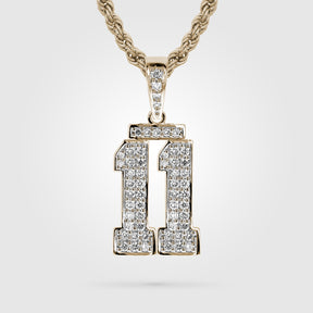 Gold Diamond Studded Double Digit Jersey Number Necklace