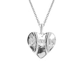 Stainless Mini Mom Heart Baseball Necklace