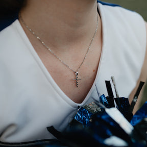 Cheer Cross Necklace | Sterling Silver | Cheerleader Necklace