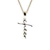 Gold Mini Cheer Cross Script Necklace