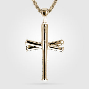 Gold Diamond Studded Original Baseball Bat Cross