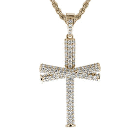 Gold Diamond Studded Original Baseball Bat Cross