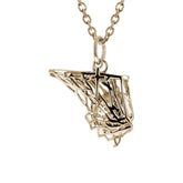 Gold Mini Basketball Net Pendant With Dangle Cross