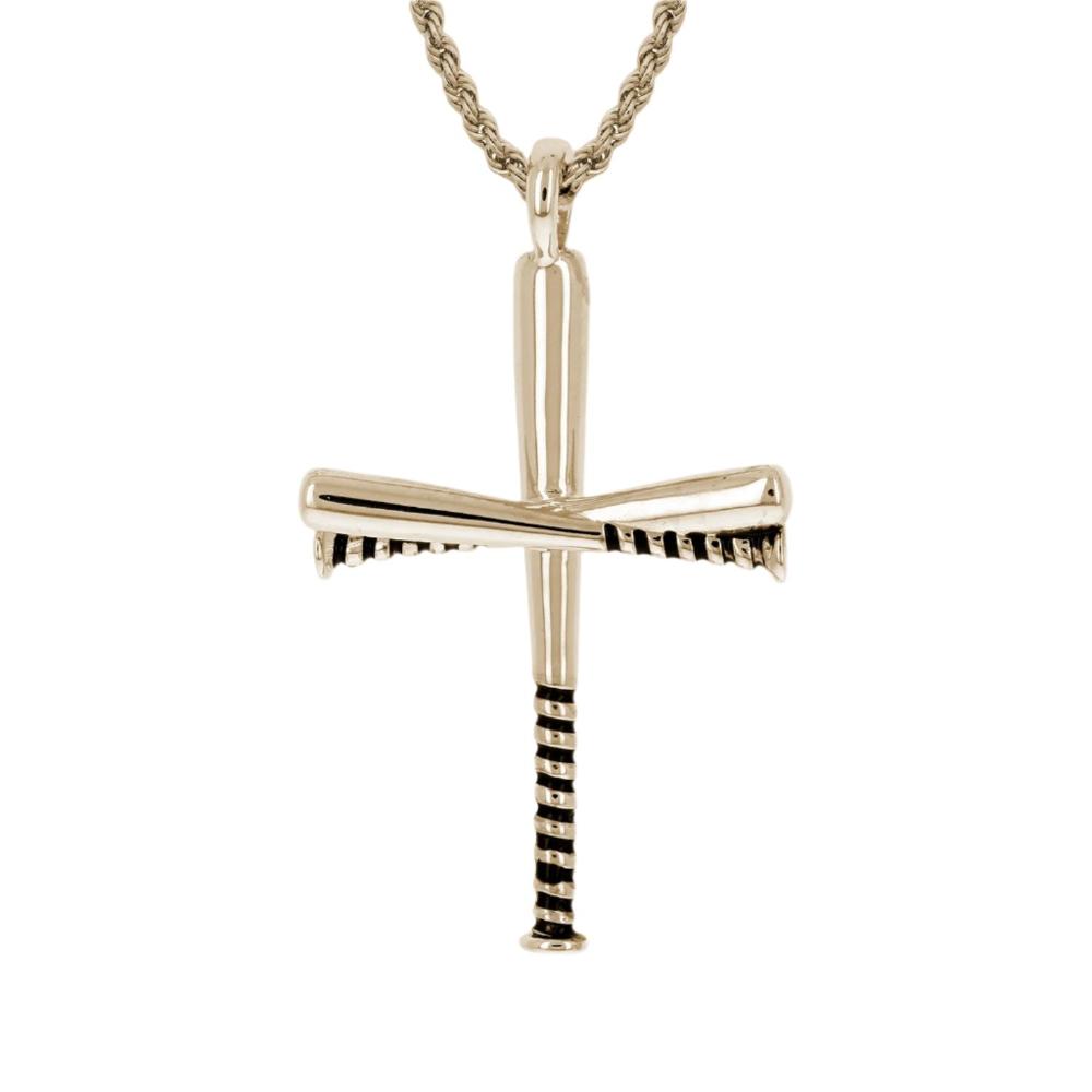 Golden Baseball Cross with Home Plate Pendant and Chain (FREE SHIPPING –  HOF JEWELRY