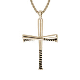 Gold Black Enameled Gripped Baseball Bat Cross Necklace