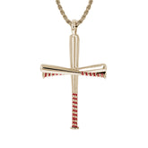 Gold Red Enameled Gripped Baseball Bat Cross