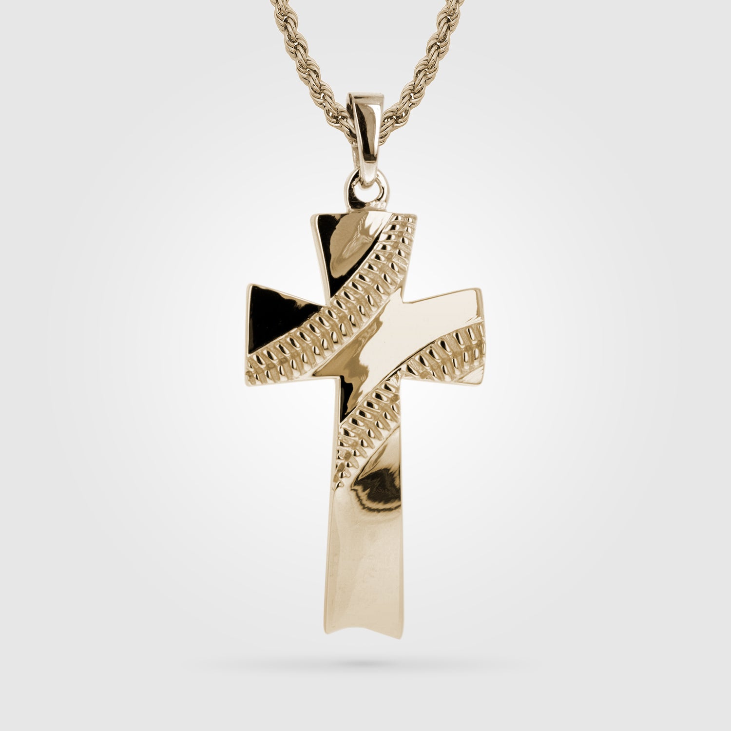 Gold Baseball Stitch Cross Necklace