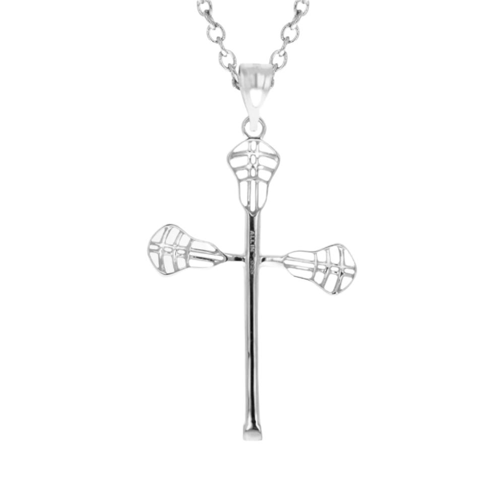 Sterling Lacrosse Cross Pendant