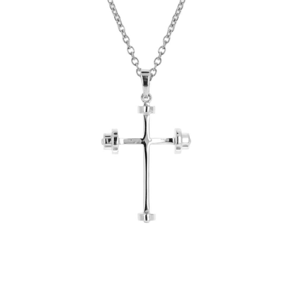 Dumbbell cross necklace deals