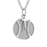 Mini Baseball Necklace w/ Dangle Cross | Stainless Steel