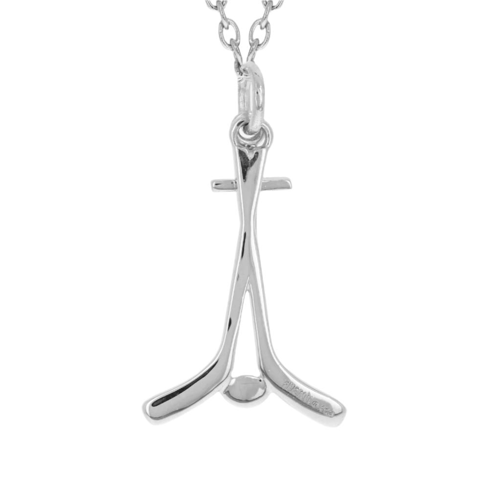 Sterling Mini Hockey Pendant With Dangle Cross