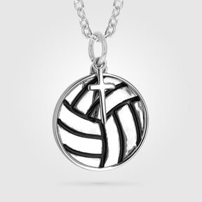 Sterling Mini Volleyball Pendant With Dangle Cross
