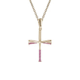 Pink Grip Softball Bat Cross Necklace | Gold