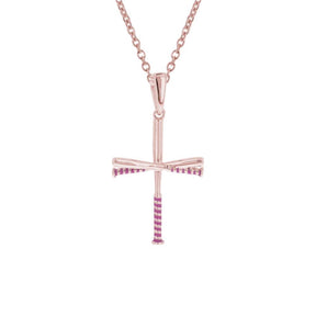 Pink Grip Softball Bat Cross Necklace | Gold