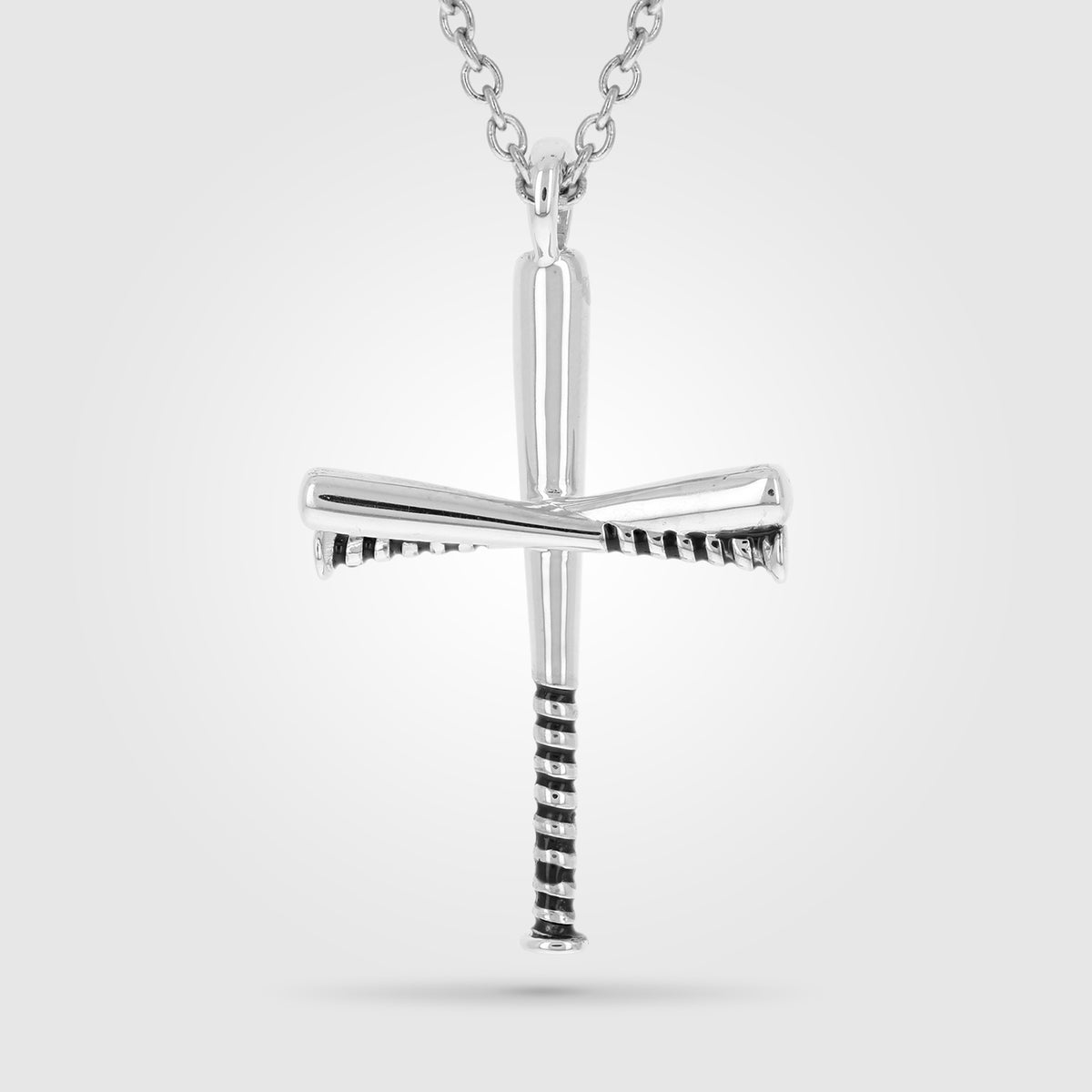 Black Grip Baseball Bat Cross Necklace | Sterling Silver Baseball Cross Pendant | Baseball Cross Necklace