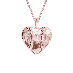 Gold Mini Mom Heart Baseball Necklace