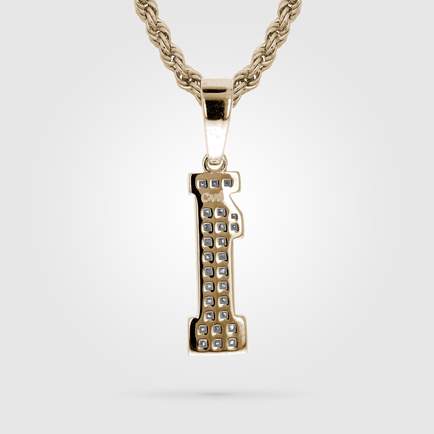 Gold Diamond Studded Single Digit Jersey Number Necklace