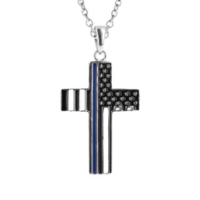 Sterling Thin Blue Line LEO Cross