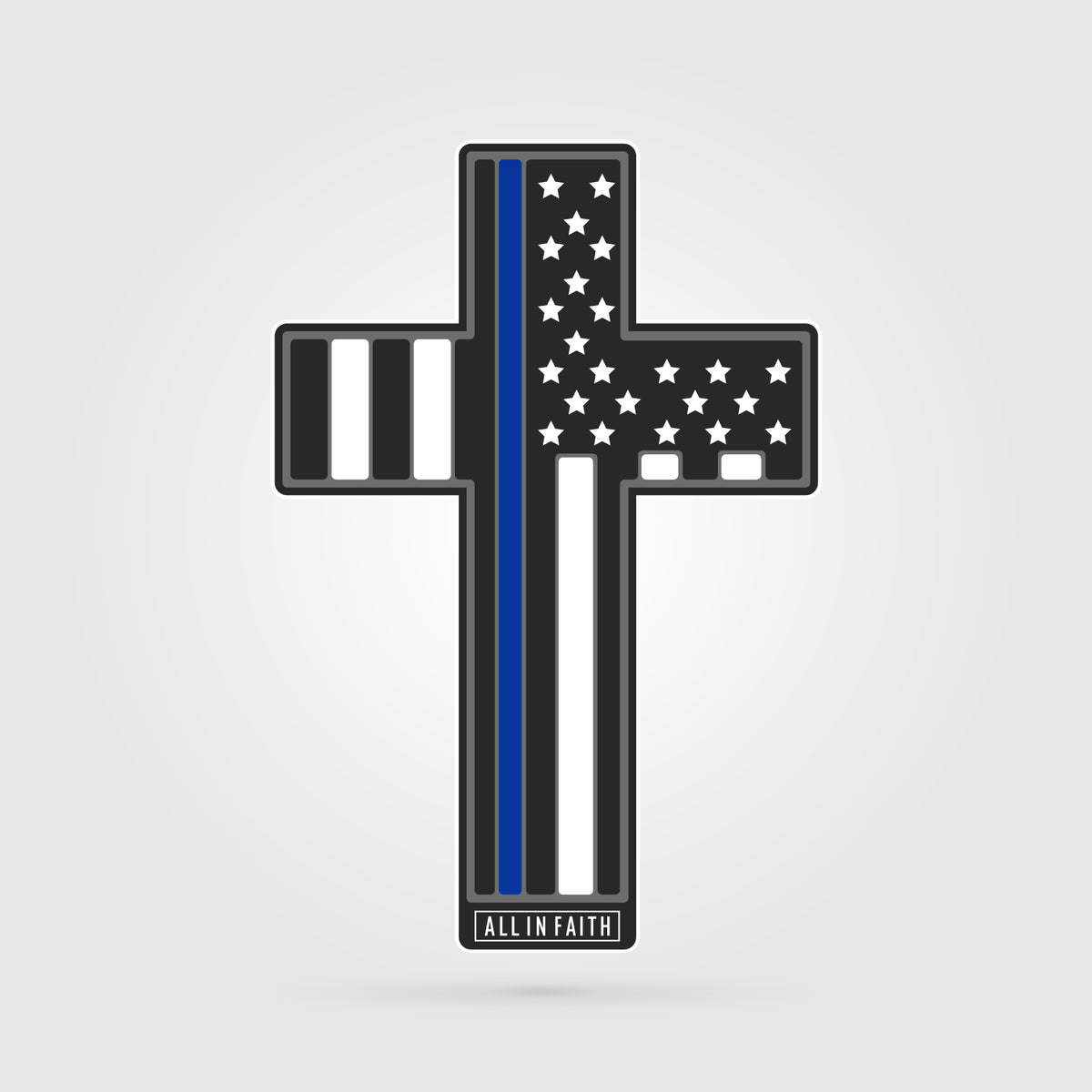 Police Thin Blue Line Cross Decal