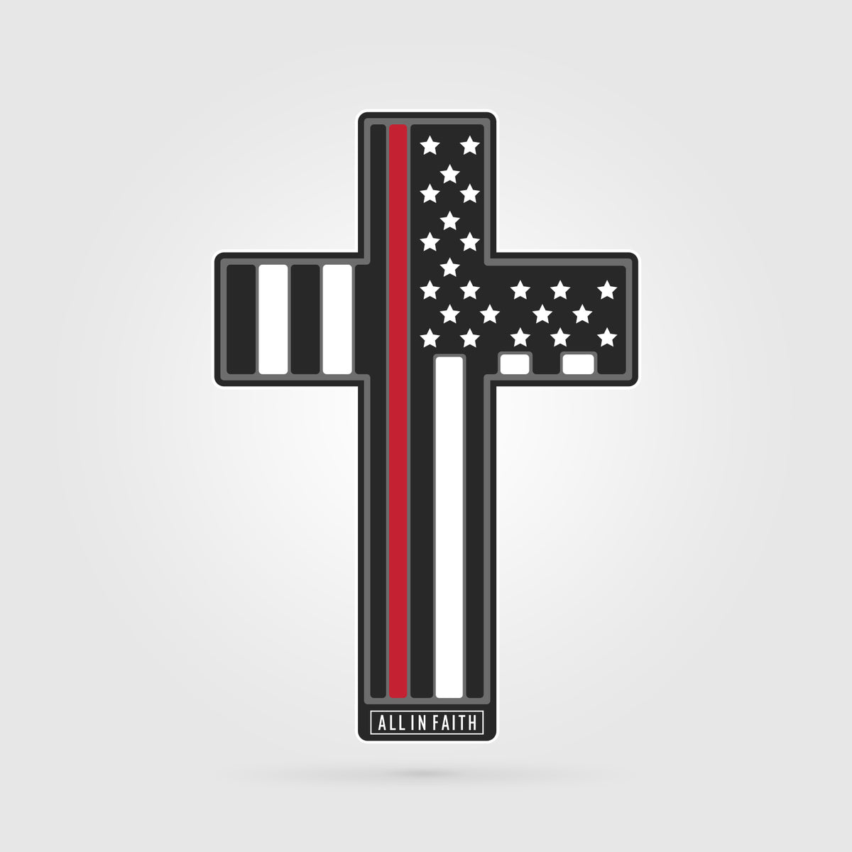 Thin Red Line Firefighter Cross Decal