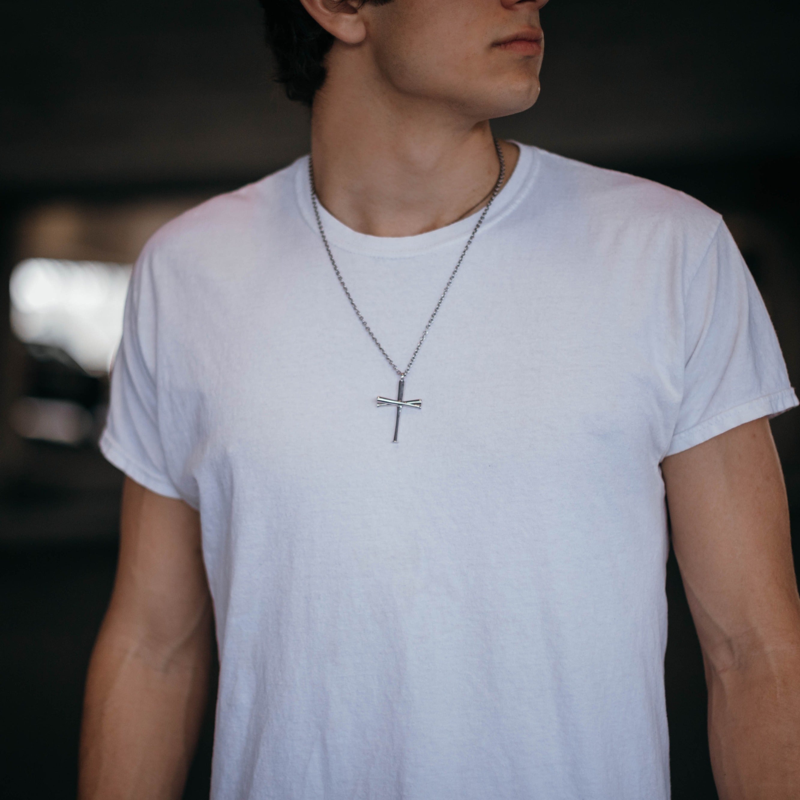 Extra Large Baseball Bat Cross Necklace | Five Tool Baseball Bat Cross Pendant | Sterling Silver