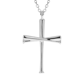 Sterling Extra Large Baseball Bat Cross Necklace