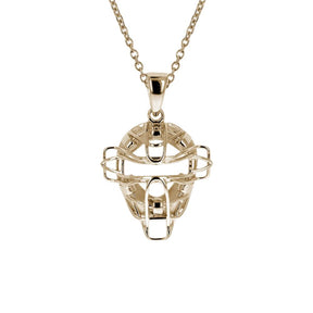 Gold Mini Baseball Catchers Mask Necklace