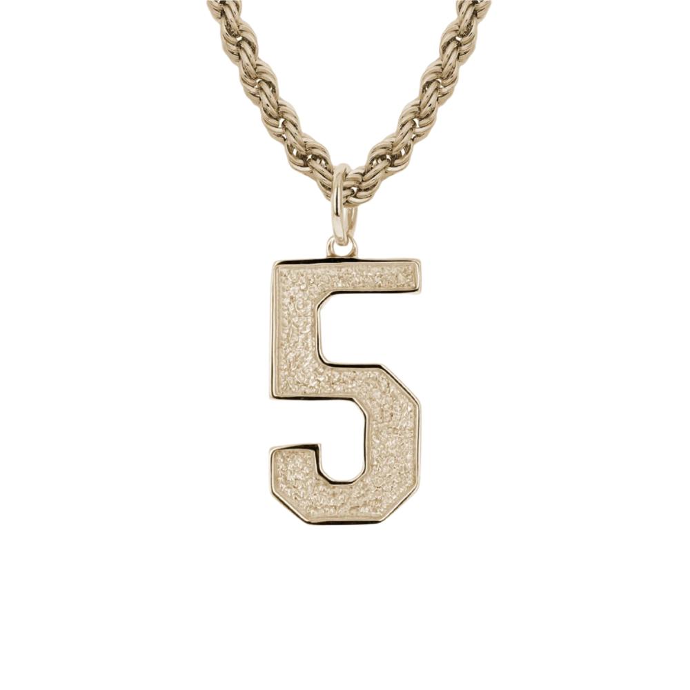 Custom Gold Jersey Number Necklace | 10k & 14k Yellow Gold Number Pendant