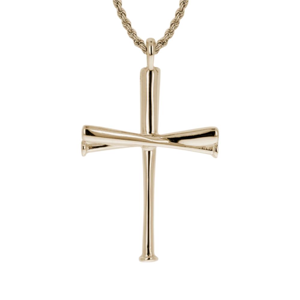 Gold Baseball Bat Cross Necklace | Youth